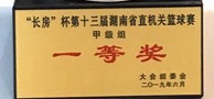 “長(zhǎng)房”杯第十三屆湖南省直機(jī)關(guān)籃球賽甲級(jí)組一等獎(jiǎng)